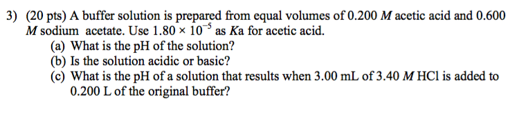 Solved A buffer solution is prepared from equal volumes of | Chegg.com