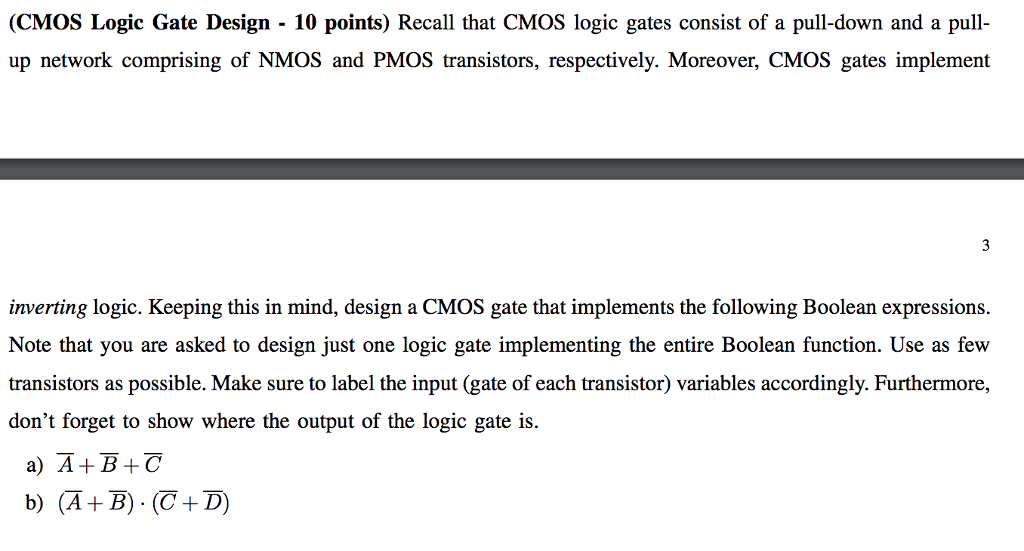 Solved CMOS Logic Gate Design - 10 points) Recall that CMOS | Chegg.com