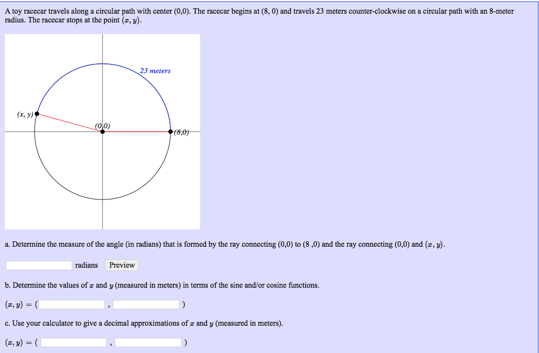 Solved A toy racecar travels along a circular path with