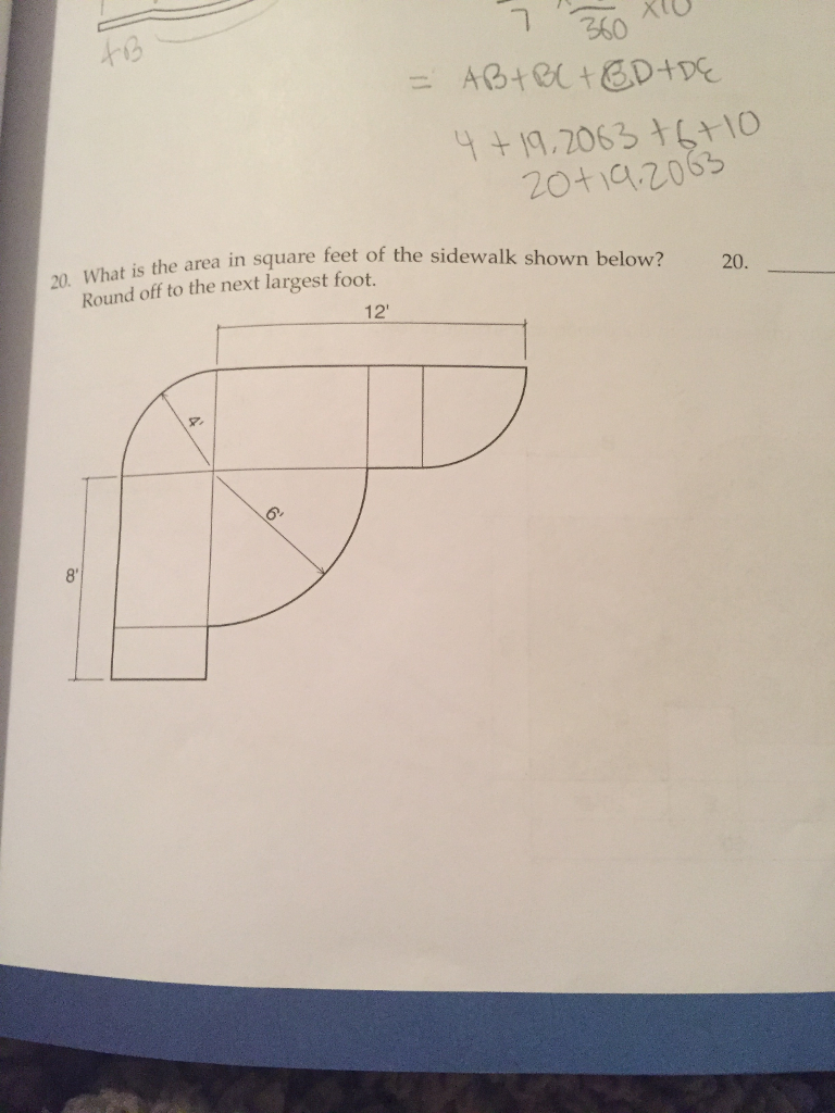 Solved 260 The Area In Square Feet Of The Sidewalk Shown Chegg