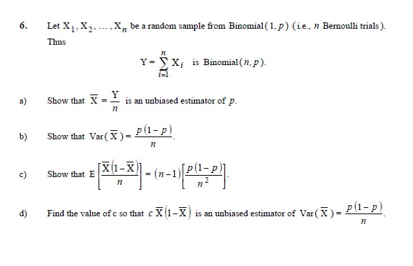 Solved 6. Let X1, X2,..., Xn be a random sample from | Chegg.com