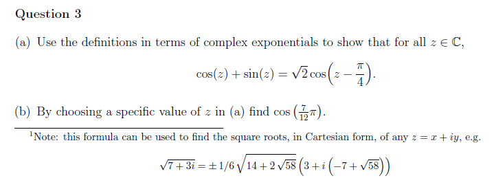 Solved Use the definitions in terms of complex exponentials | Chegg.com