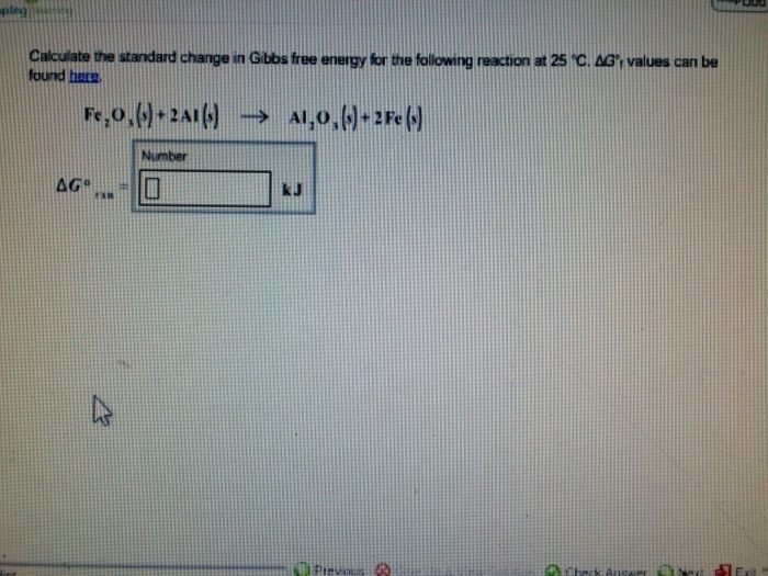 Solved Calculate The Standard Change In Gibbs Free Energy | Chegg.com