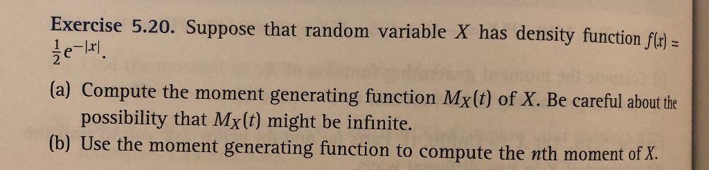 Solved Exercise 5.20. Suppose that random variable X has | Chegg.com