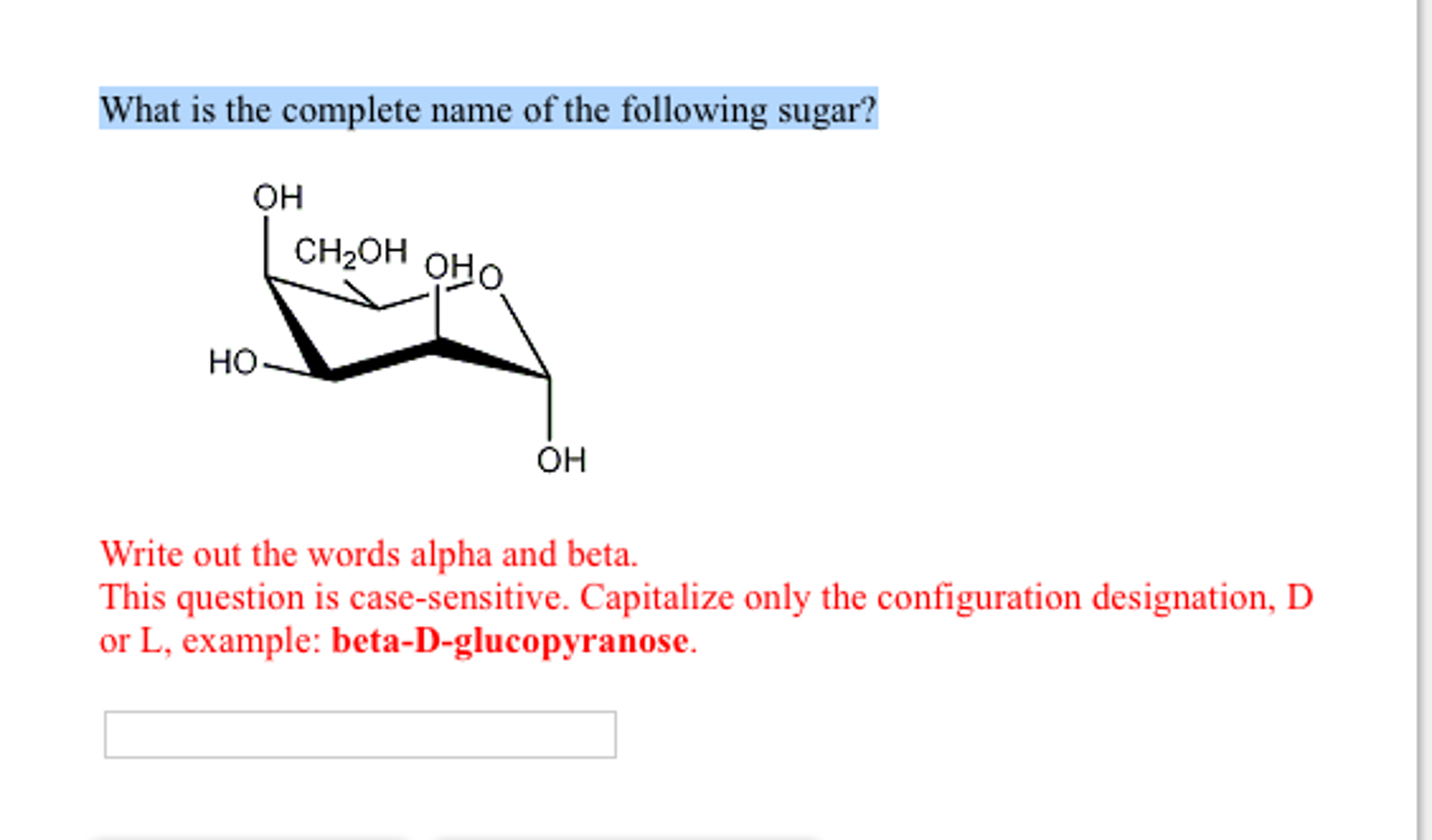 Solved What is the complete name of the following sugar?