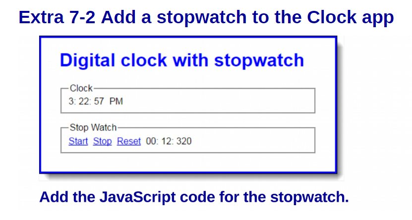 Solved //JavaScript Assignment\\ Add a stopwatch to the | Chegg.com