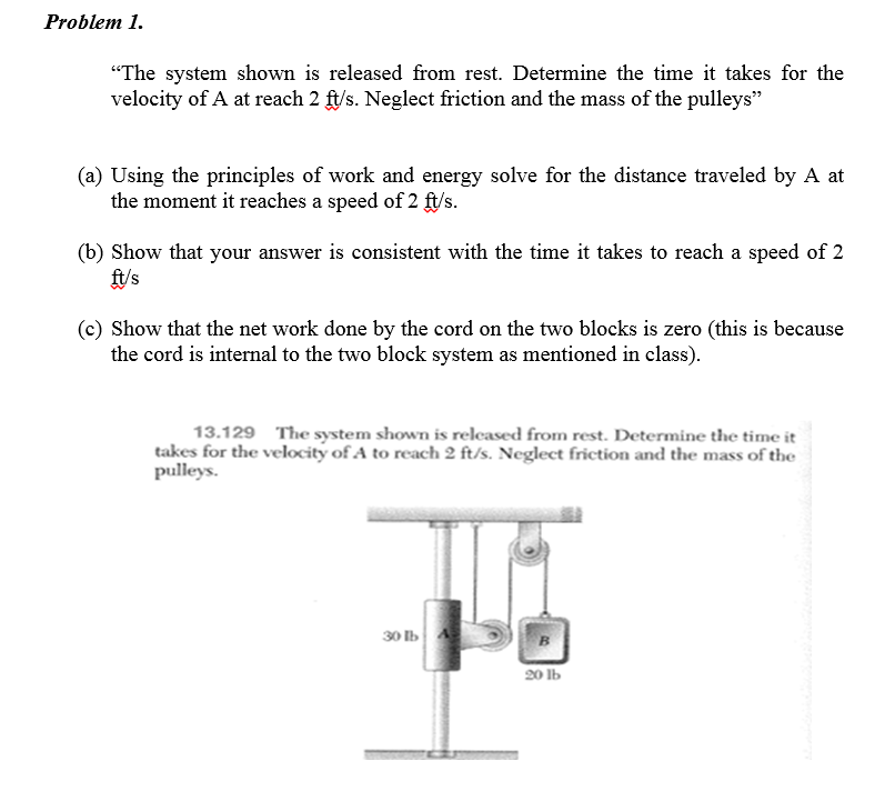 Solved "The system shown is released from rest. Determine | Chegg.com