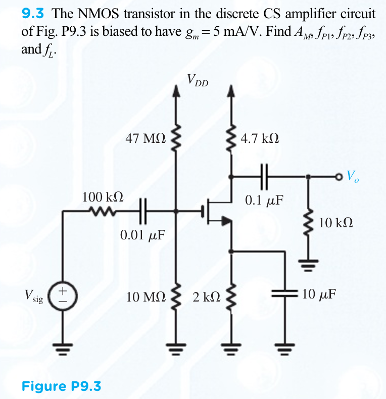 Solved The NMOS transistor in the discrete CS amplifier
