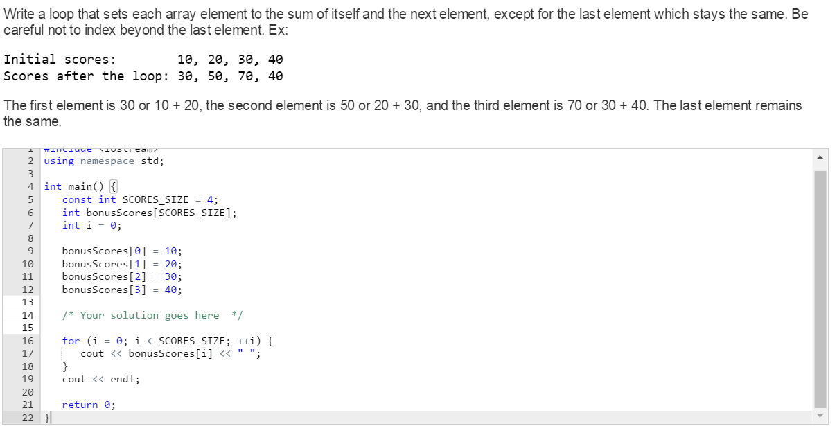 Solved: Write A Loop That Sets Each Array Element To The S... | Chegg.com