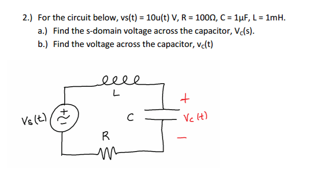 Solved For the circuit below, vs(t) = 10u(t) V, R = 100 Ohm, | Chegg.com