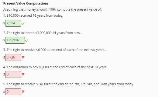 Solved Assuming that money is worth 10%, compute the present