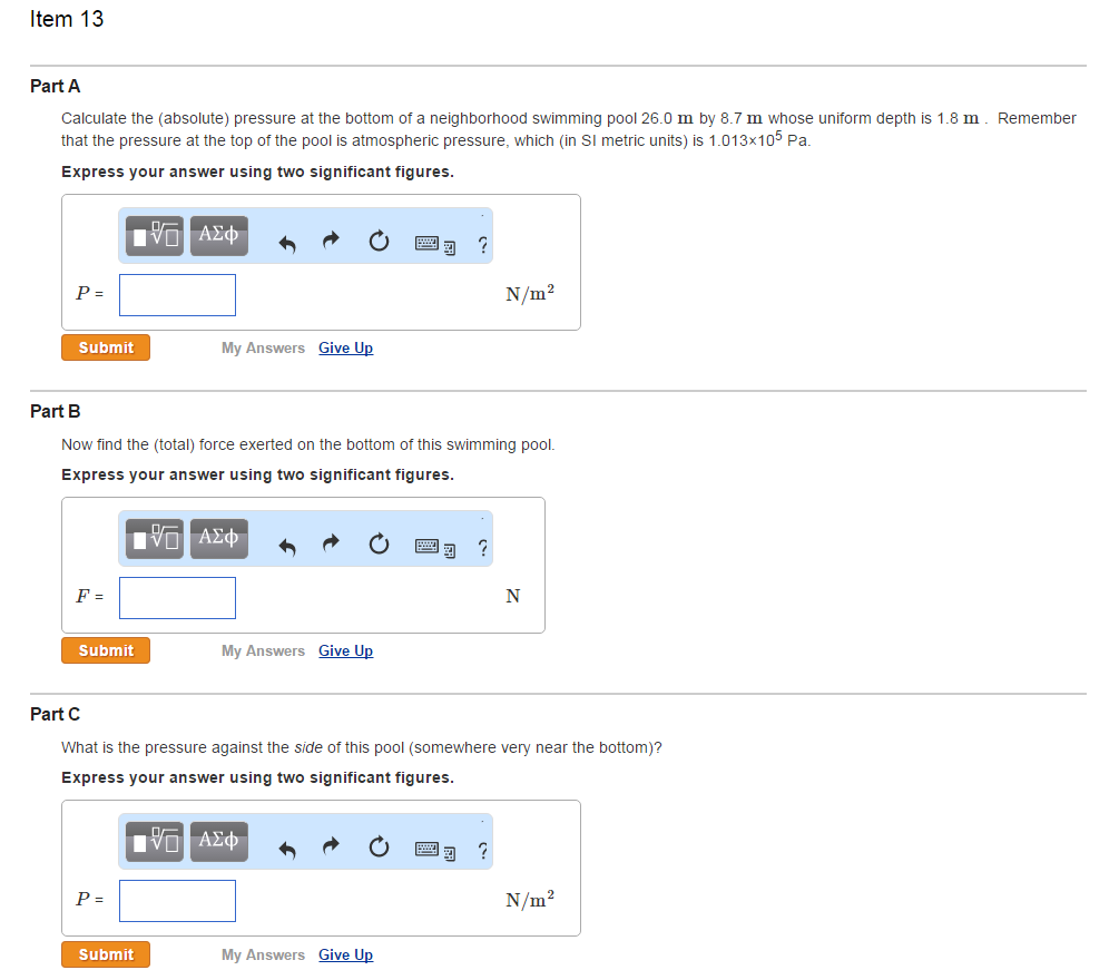 Solved Calculate the (absolute) pressure at the bottom of a