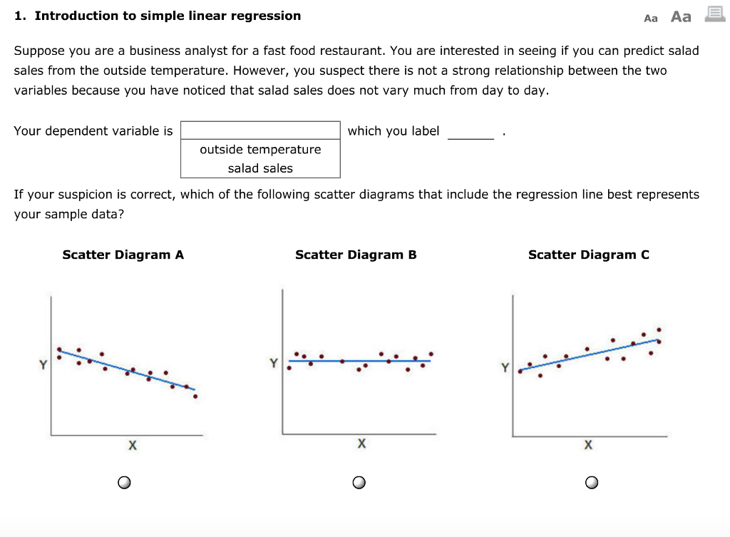 Solved 1. Introduction to simple linear regression Aa Aa A | Chegg.com