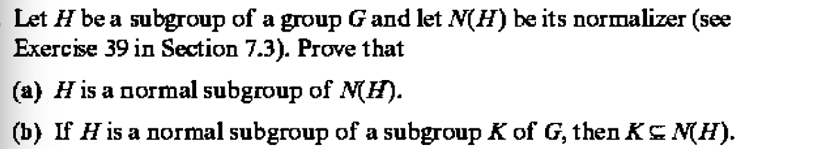 Solved Let H Ba A Subgroup Of A Group G And Let N(H) Be | Chegg.com