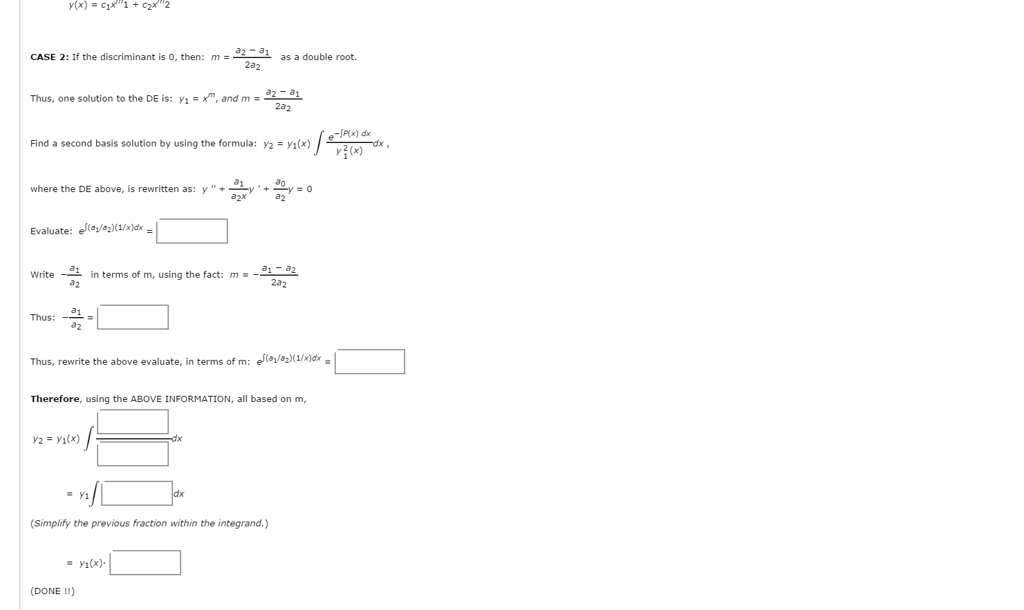 Solved For an Euler's equation, with constant coefficients, | Chegg.com