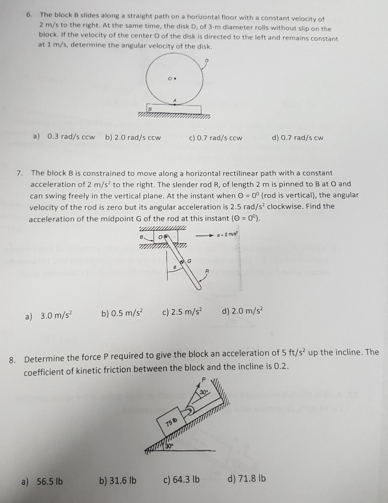 Solved The Block B Slides Along A Straight Path On A | Chegg.com