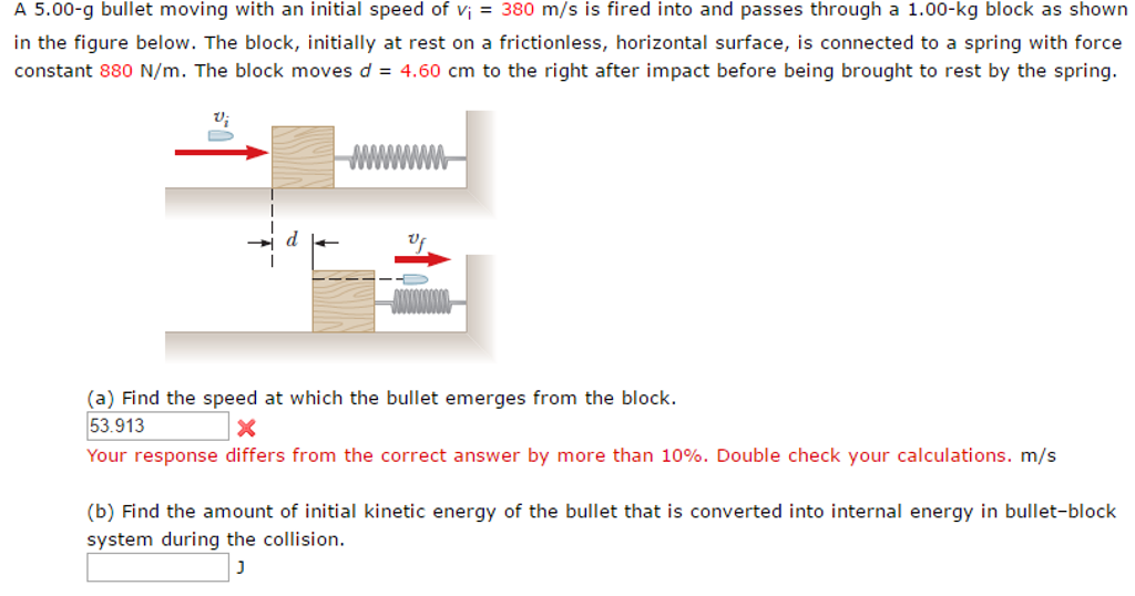 Solved A 5.00-g bullet moving with an initial speed of v_i = | Chegg.com