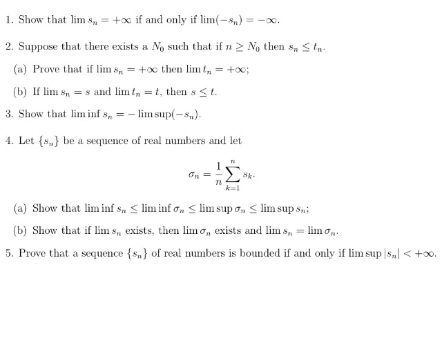 Show that lim sn = +infinity if and only if lim(-sn) | Chegg.com
