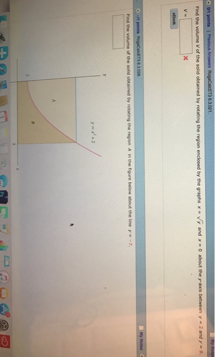 Solved Find The Volume V Of The Solid Obtained By Rotating