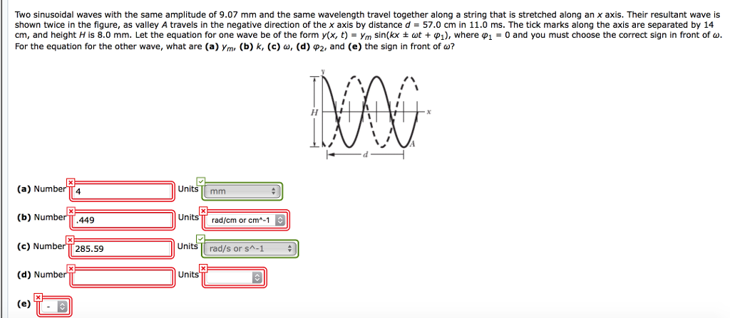 Solved Two sinusoidal waves with the same amplitude of 9.07 | Chegg.com