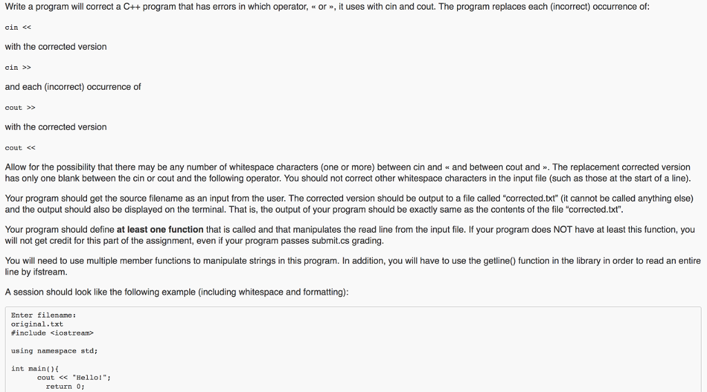 Solved Write a program will correct a C++ program that has | Chegg.com