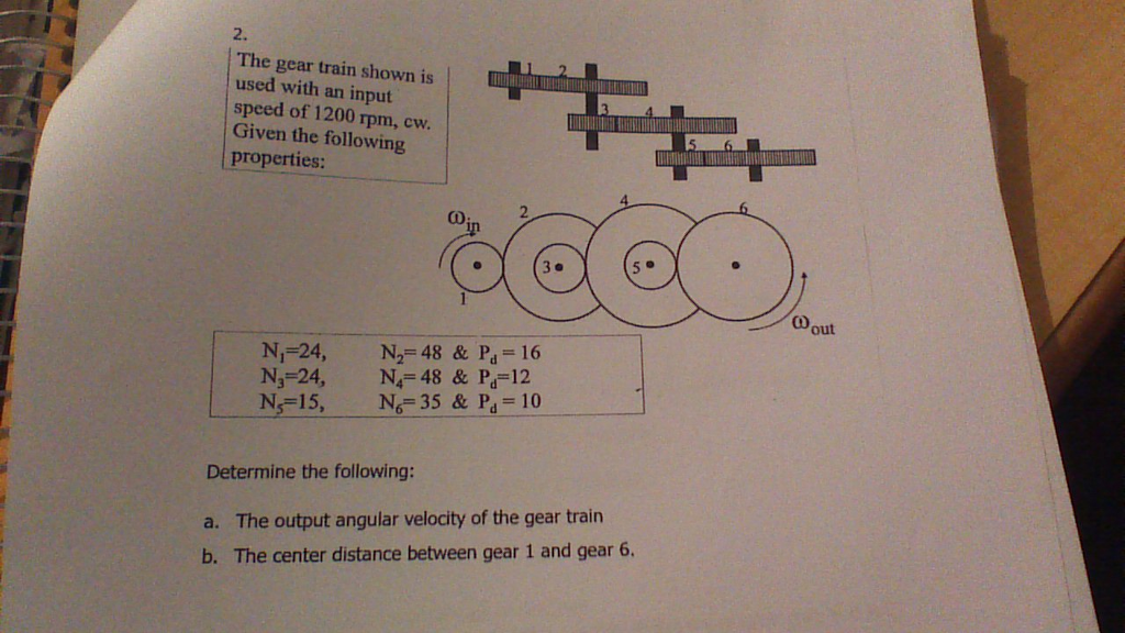 Solved The gear train shown is used with an input speed of | Chegg.com
