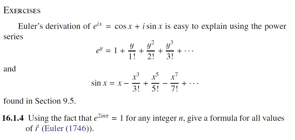 Solved Eulers Derivation Of Eix Cos X I Sin X Is Easy 3521