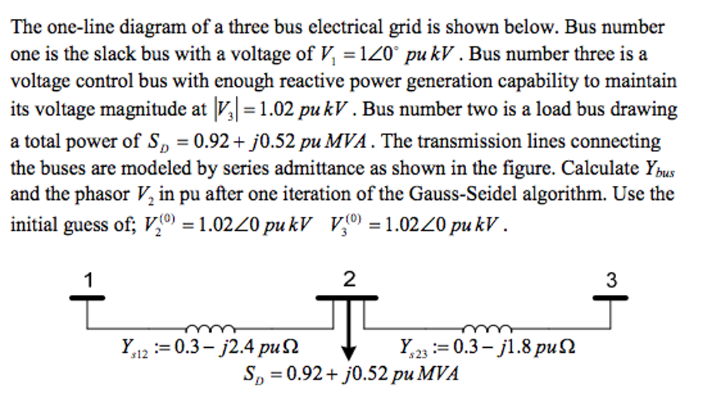 The oneline diagram of a three bus electrical grid