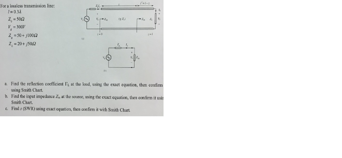 Solved For A Lossless Transmission Line: L = 0.3 Lambda | Chegg.com