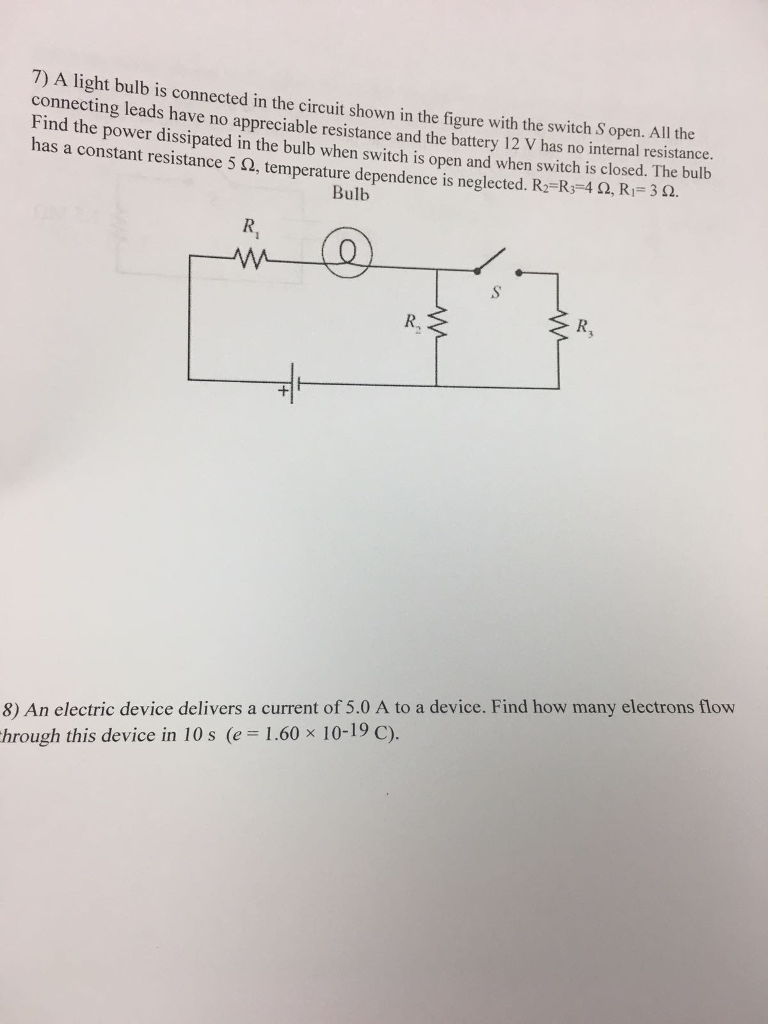 Solved A light bulb is connected in the circuit shown in the