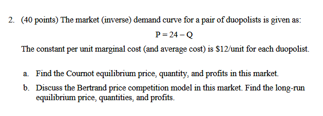 Solved The market (inverse) demand curve for a pair of | Chegg.com