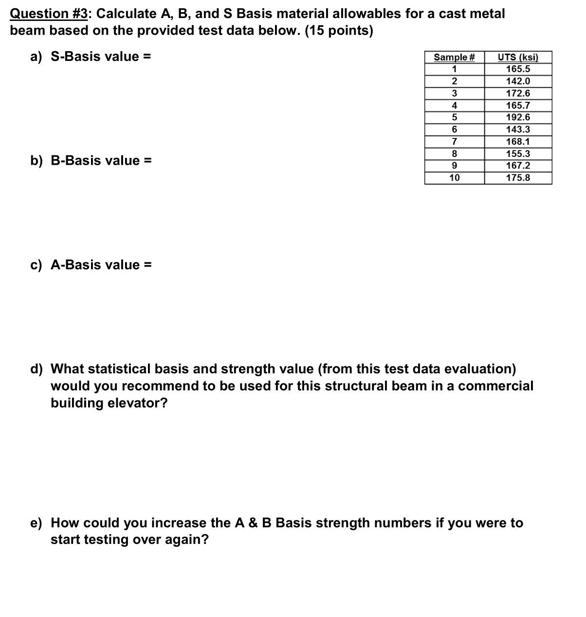 Solved Calculate A, B, And S Basis Material Allowables For A | Chegg.com