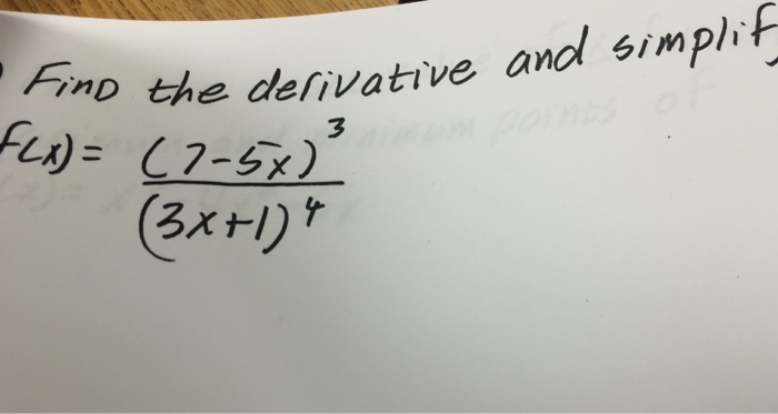 Solved Find the derivative and simplify F(x) = (7 - | Chegg.com