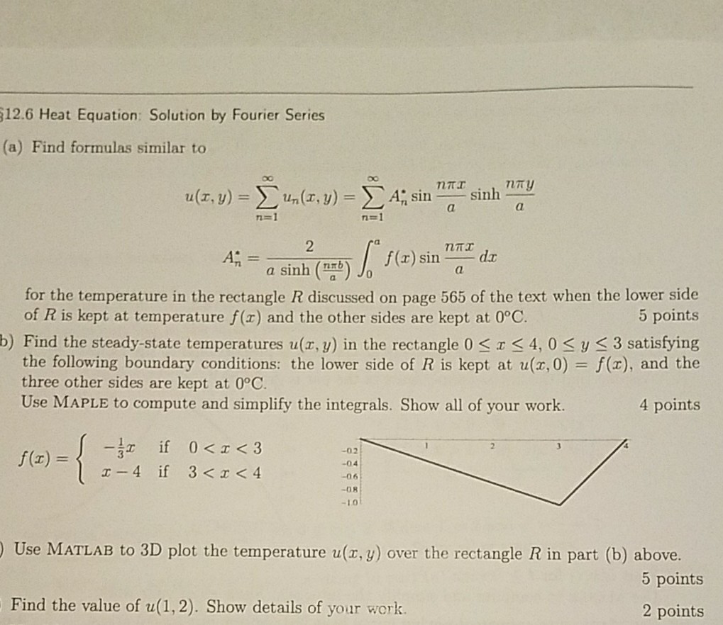 Solved 12.6 Heat Equation: Solution By Fourier Series (a) | Chegg.com