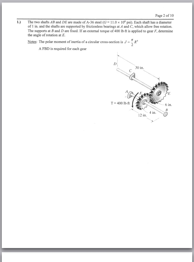 Solved The Two Shafts Ab And De Are Made Of A 36 Steel G 2059