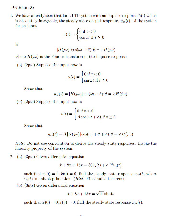 Solved Problem 3: 1. We have already seen that for a LTI | Chegg.com