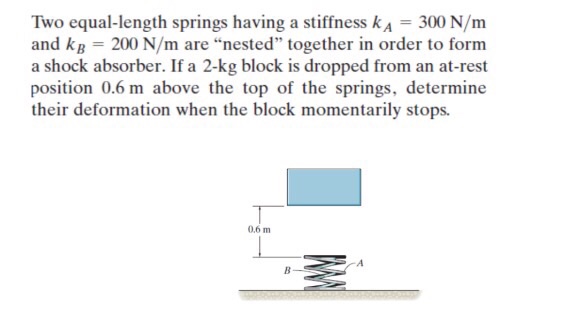 Solved Two equal-length springs having a stiffness KA 300 | Chegg.com