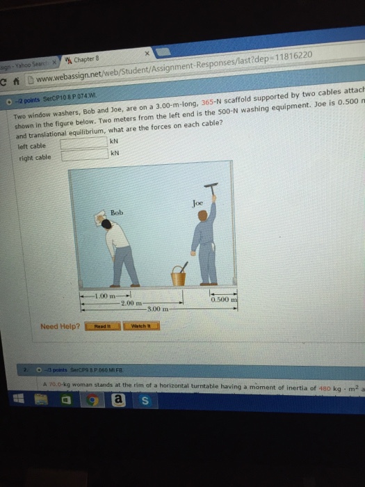 Solved two window washers, Bob and Joe, are a 3.mlong,