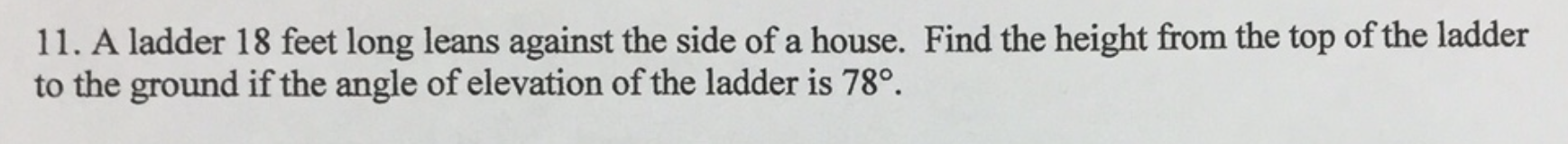 Solved A ladder 18 feet long leans against the side of a | Chegg.com