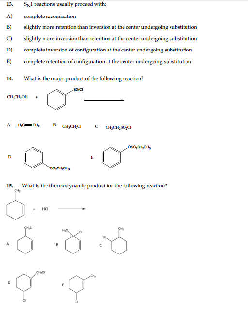 Solved S N 1 Reactions Usually Proceed With: A) Complete 