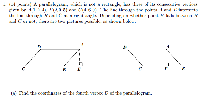 Solved A parallelogram, which is not a rectangle, has three | Chegg.com