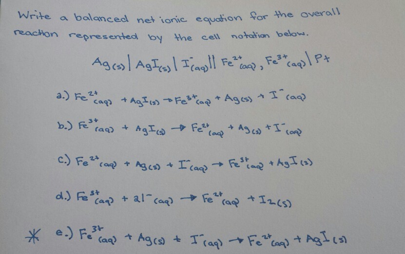 Solved Write A Balanced Ionic Equation Cor The Overall Net Chegg