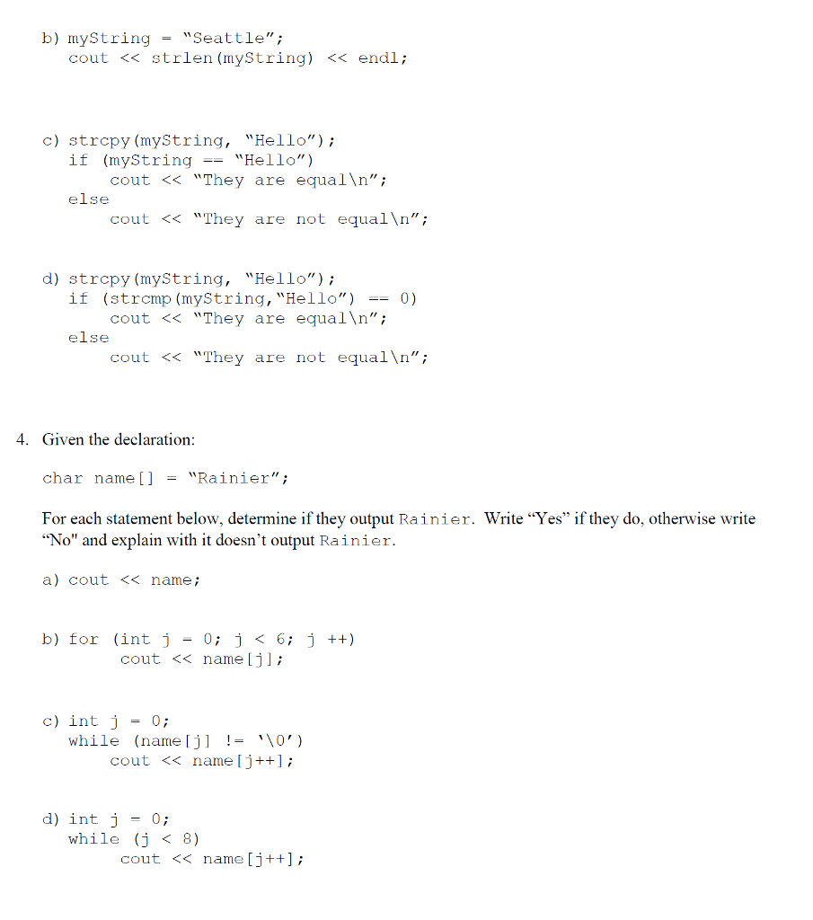 Solved I. For this problem, assume that sizeof (int) = 4. | Chegg.com