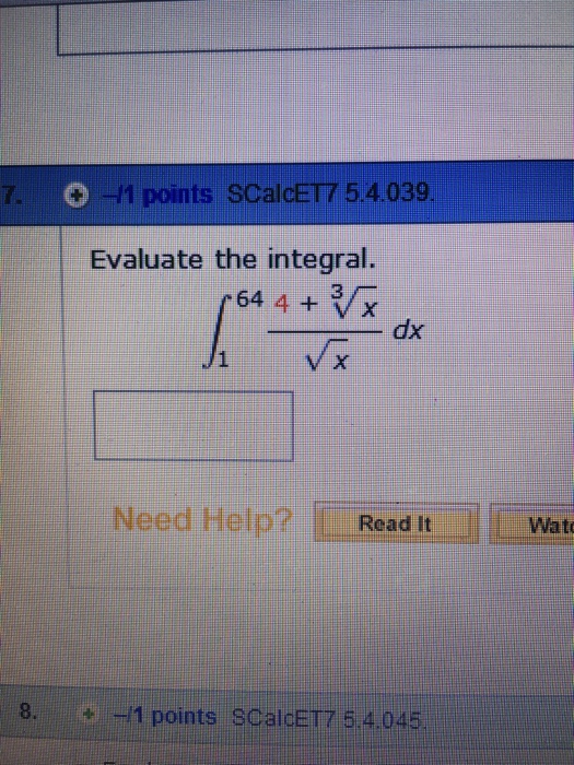 solved-evaluate-the-integral-integral-64-1-4-3-x-x-dx-chegg