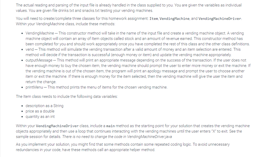 10.12 Ch 10 Program: Vending Machine I (Java) | Chegg.com
