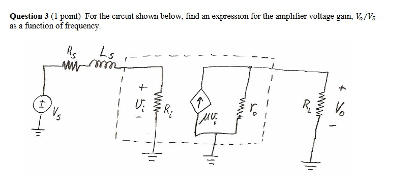 Solved For the circuit shown below, find an expression for | Chegg.com