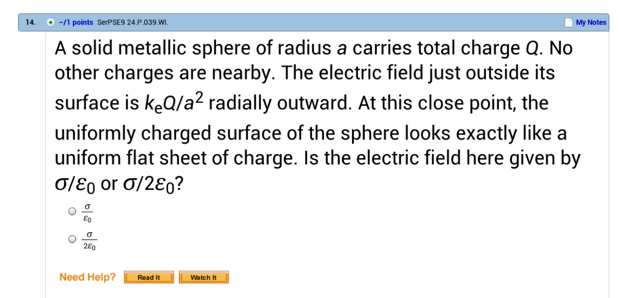 Solved A solid metallic sphere of radius a carries total