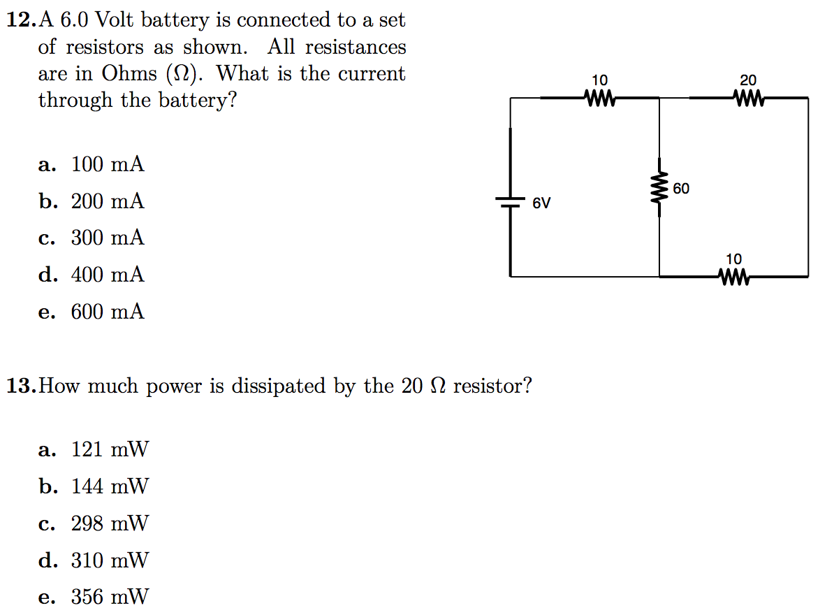 Solved A 6.0 Volt battery is connected to a set of resistors