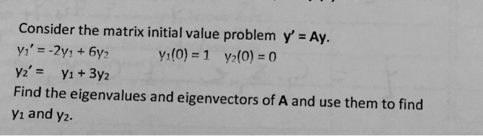 Consider the matrix initial value problem y? = Ay. | Chegg.com