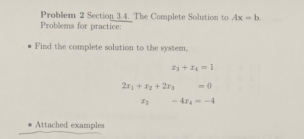 Solved Problem 2 Section 3.4. The Complete Solution To Ax B | Chegg.com